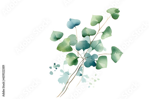 Tropical leaf in watercolor painting, created with Generative AI technology.