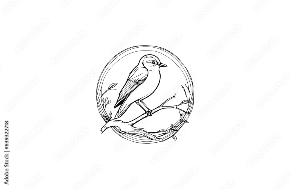 logo of a chirping bird that is stopping on a tree branch logo of a chirping bird that is stopping on a tree branch