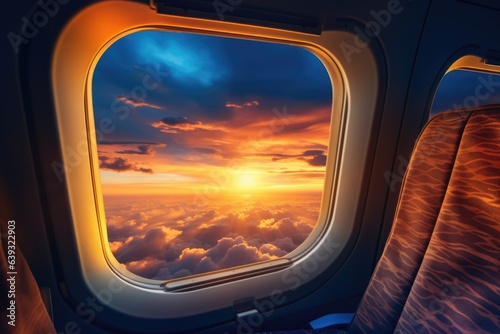 Colorful Sunset from airplanes window