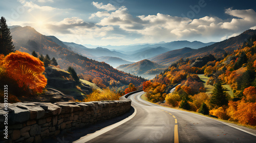 Mountain highway - fall - autumn - peak leaves 