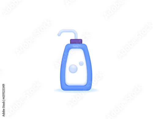 hand soap Soap that is used to clean hands from germs. Products that are used as cleaners. The bottle packaging is blue. Icon or symbol. Minimalist 3D illustration concept design. Vector elements