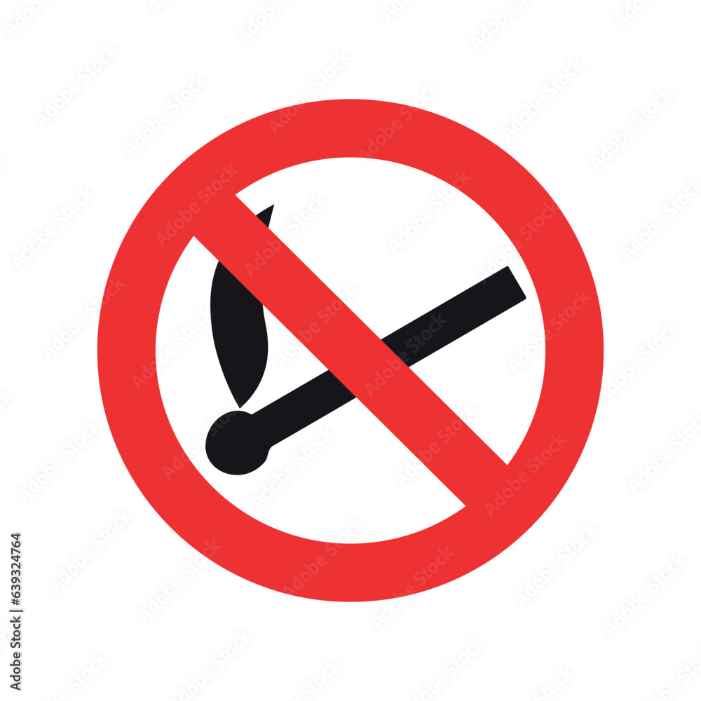 Forbidden sign isolated on white background. No make a fire. Forbidden sign isolated on white background. No make a fire.