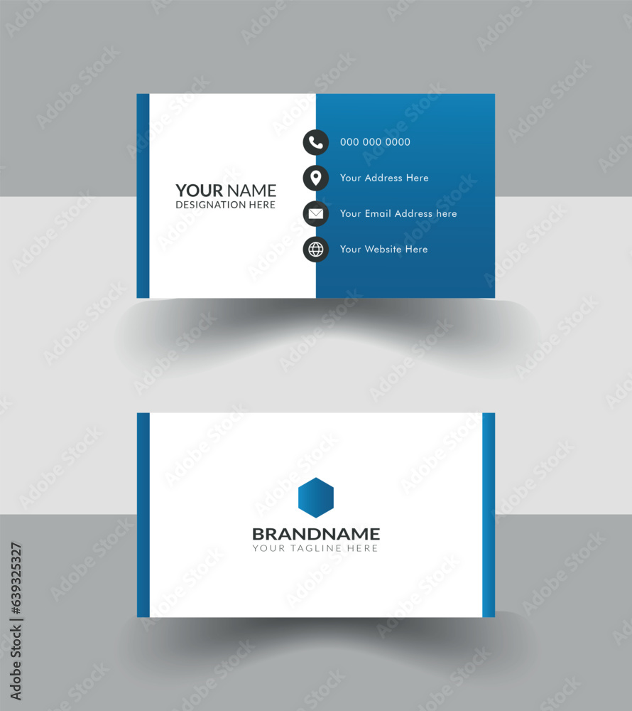 Professional smart blue gradient corporate business card minimal design.Both of side design by blue black white combination.New generation Smart design for smart person.Blue and white combination card