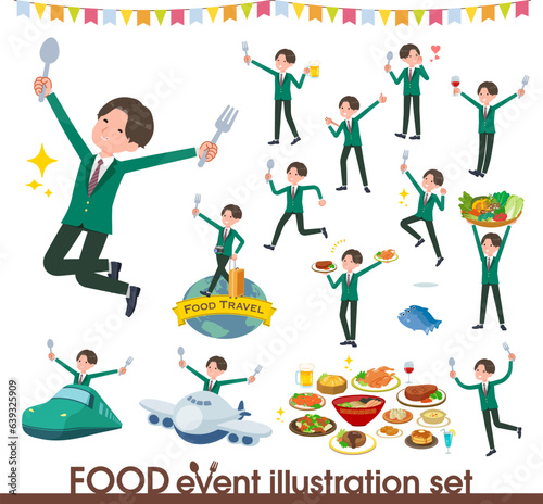 食のイベントに関するブレザー男子学生のセット