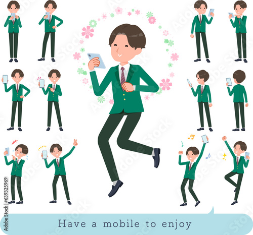 Wallpaper Mural スマホを使って楽しむブレザー男子学生のセット Torontodigital.ca
