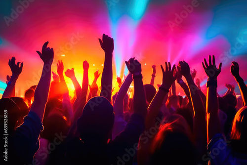 Energetic Crowd Celebrating at a Vibrant Rock Concert