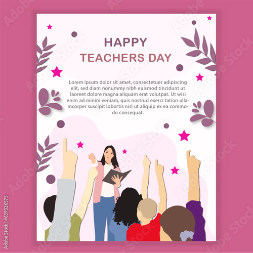 Hand drawn flat teachers day vertical poster template