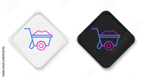 Line Wheelbarrow icon isolated on white background. Tool equipment. Agriculture cart wheel farm. Colorful outline concept. Vector