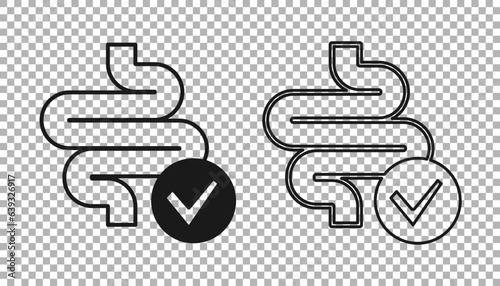 Black Intestines icon isolated on isolated on transparent background. Human body internal organs. Vector