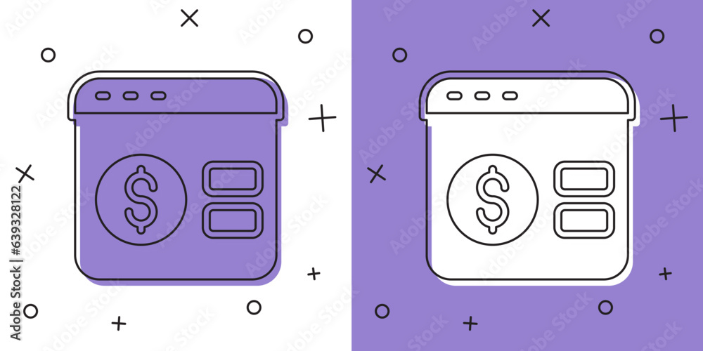 Set Online poker table game icon isolated on white and purple background. Online casino. Vector Set Online poker table game icon isolated on white and purple background. Online casino. Vector