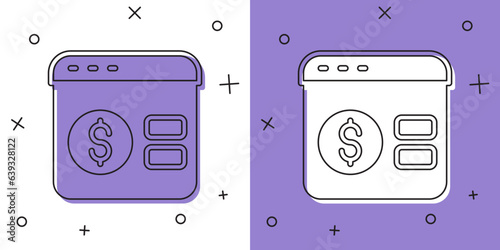 Set Online poker table game icon isolated on white and purple background. Online casino. Vector