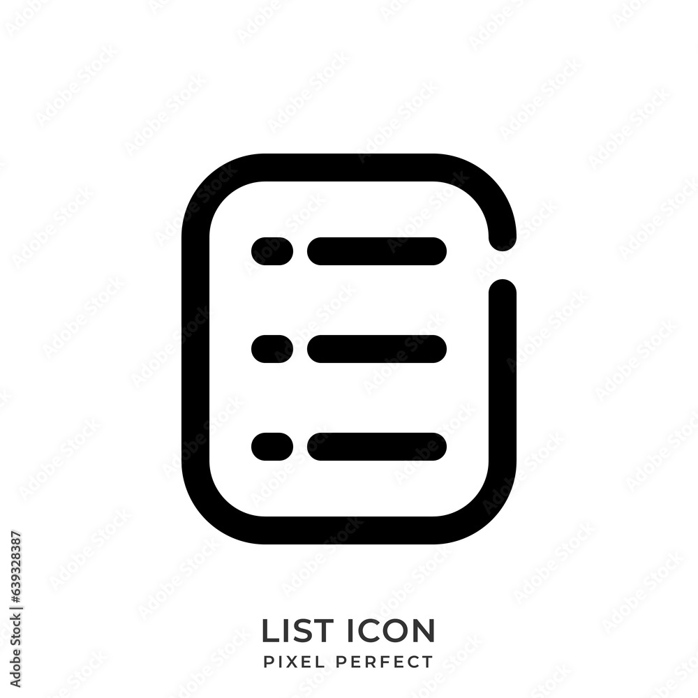 List icon with style line. User interface icon. Vector illustration. List icon with style line. User interface icon. Vector illustration.