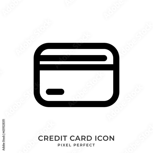 Credit card icon with style line. User Interface icon. Pixel Perfect. Vector Illustration