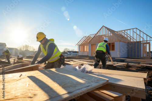 Sunlit Construction Site: Building a Dream Home © Andrii 