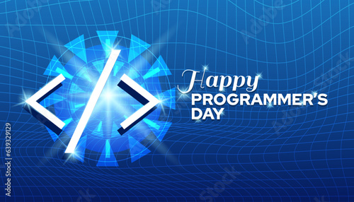 Illustration vector design for programmers day. happy programmers day greeting design with modern technology blue background