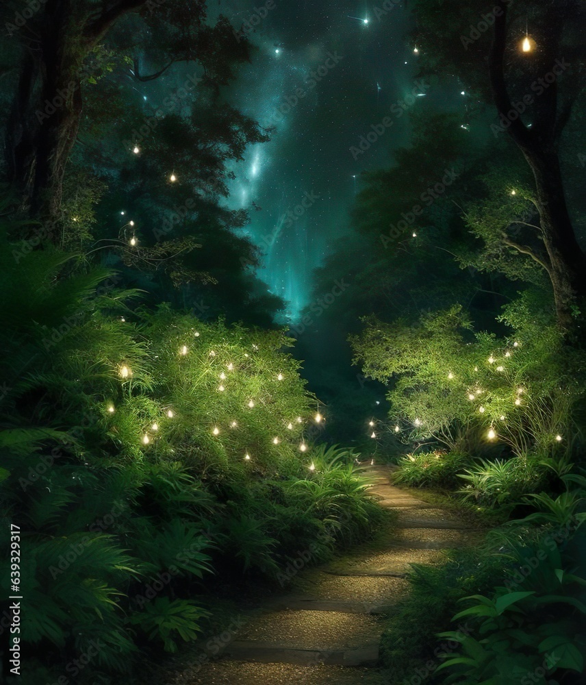 Fototapeta premium Path of Night's Enchantment - A Journey Through Nature's Magic