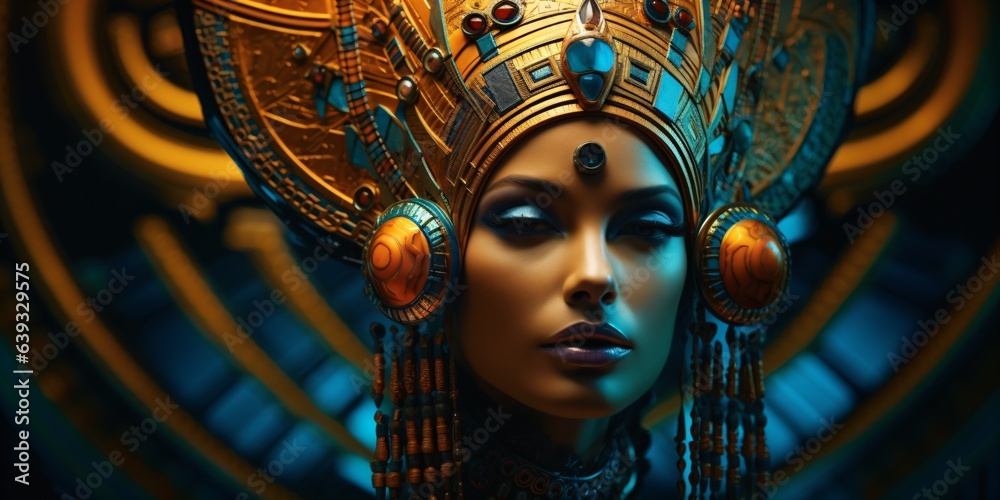 egyptian fantasy goddess with surreal headdress