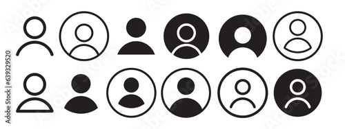 Profile Icon. Vector symbol of online website user personal account. Set of admin member head sign. Flat outline of avatar web app ui logo. Round mark of human portrait
