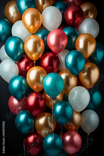 a bunch of colorful balloons, including red, yellow, blue, green and other different colors of balloons. AI generative