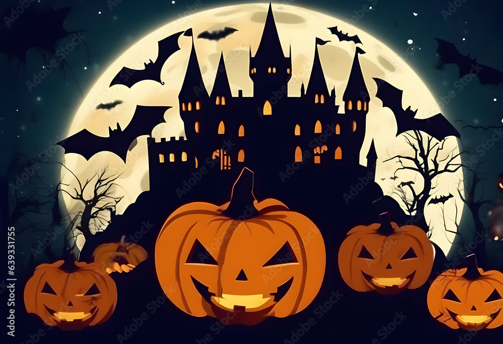 Halloween border background with creepy pumpkins Halloween border background with creepy pumpkins