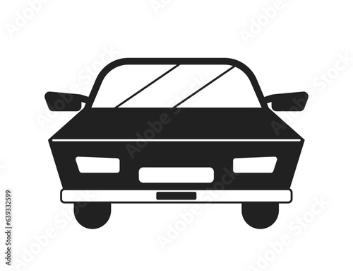 Car running away monochrome flat vector object. Modern vehicle. Editable black and white thin line icon. Simple cartoon clip art spot illustration for web graphic design