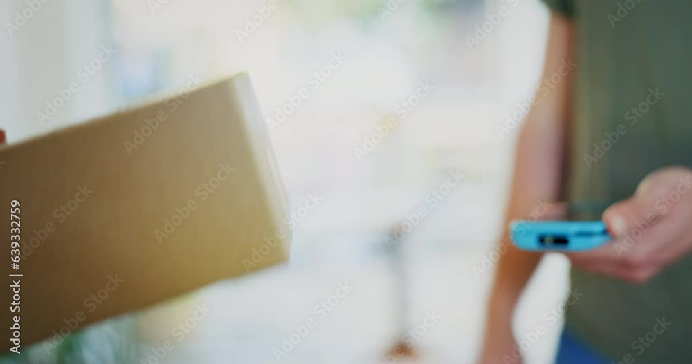 Credit card, door or hands of delivery man with box for courier service, package or order. Post closeup, safe parcel or person with ecommerce distribution, online shopping product or pos machine Credit card, door or hands of delivery man with box for courier service, package or order. Post closeup, safe parcel or person with ecommerce distribution, online shopping product or pos machine