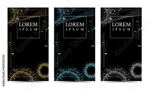 futuristic gear abstract vertical poster or card frame