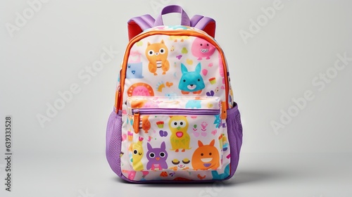  a colorful backpack with a pattern of cats and dogs on it. generative ai