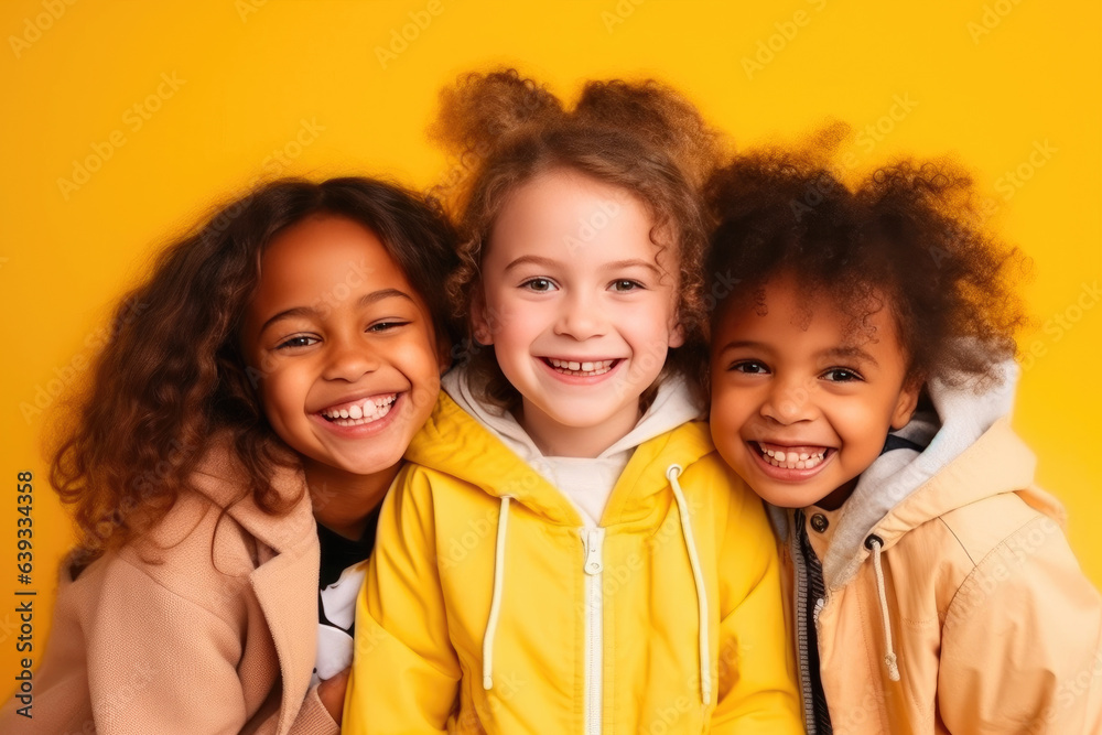 Sunlit Multinational Children Grinning with Glee Sunlit Multinational Children Grinning with Glee