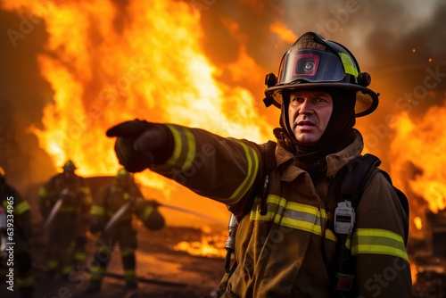 Fire Rescuer Directing in Forest Inferno