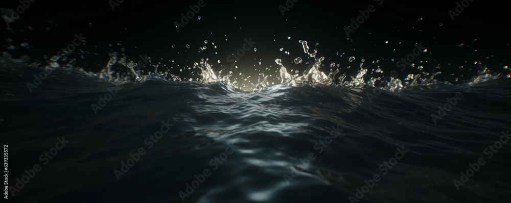 Dynamic water cover photo with banner space, dark with water rolling and waves crashing with black background, Hero image web banner with room for text Dynamic water cover photo with banner space, dark with water rolling and waves crashing with black background, Hero image web banner with room for text