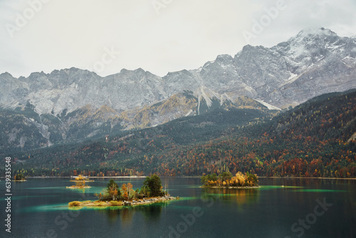 lake eibsee in the mountains, near Zugspitze, Bavaria, Germany
