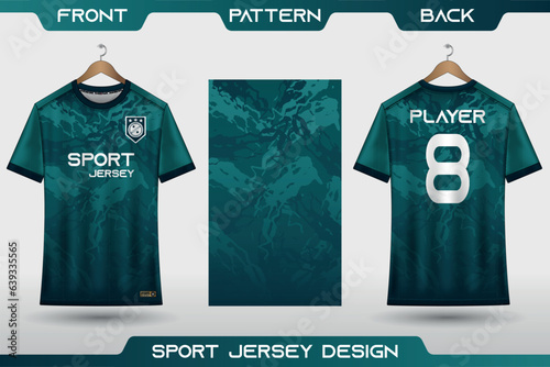 Sports jersey design. t-shirt soccer jersey for football, racing, gaming, cycling. fabric with front view and back view