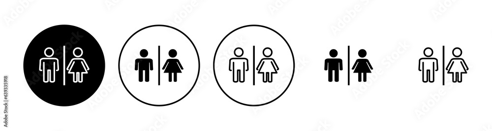 Toilet icon set. restrooms icon vector. bathroom sign. wc, lavatory