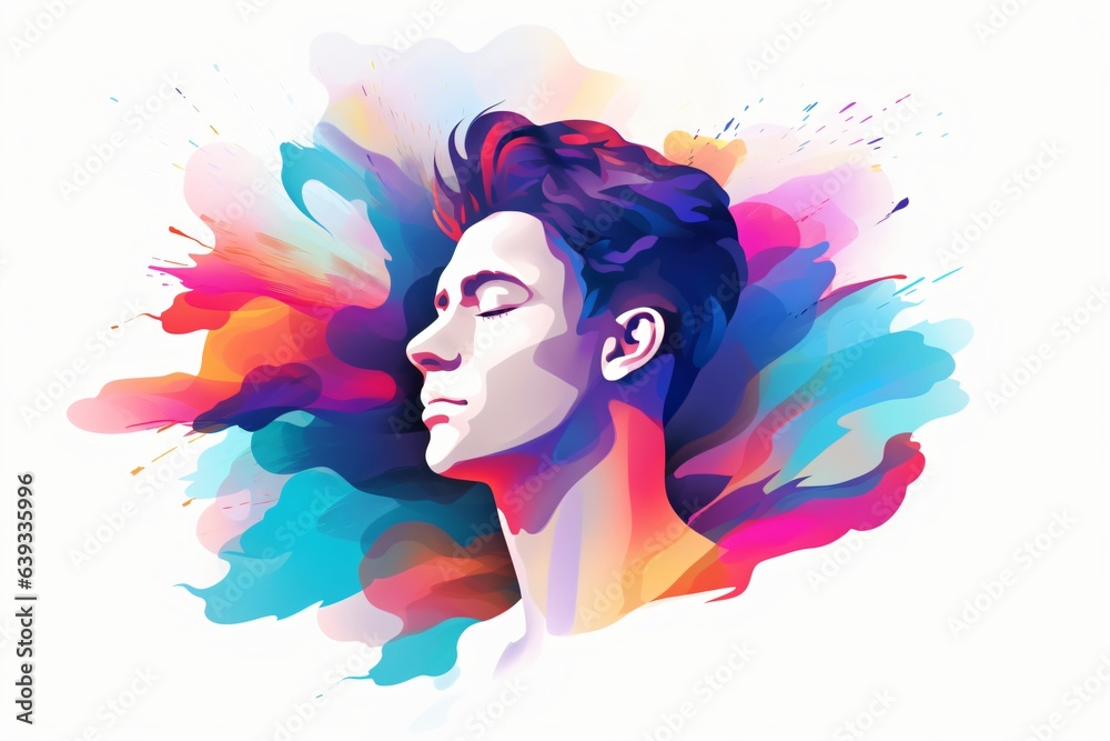 Illustration of a person at peace with eyes closed