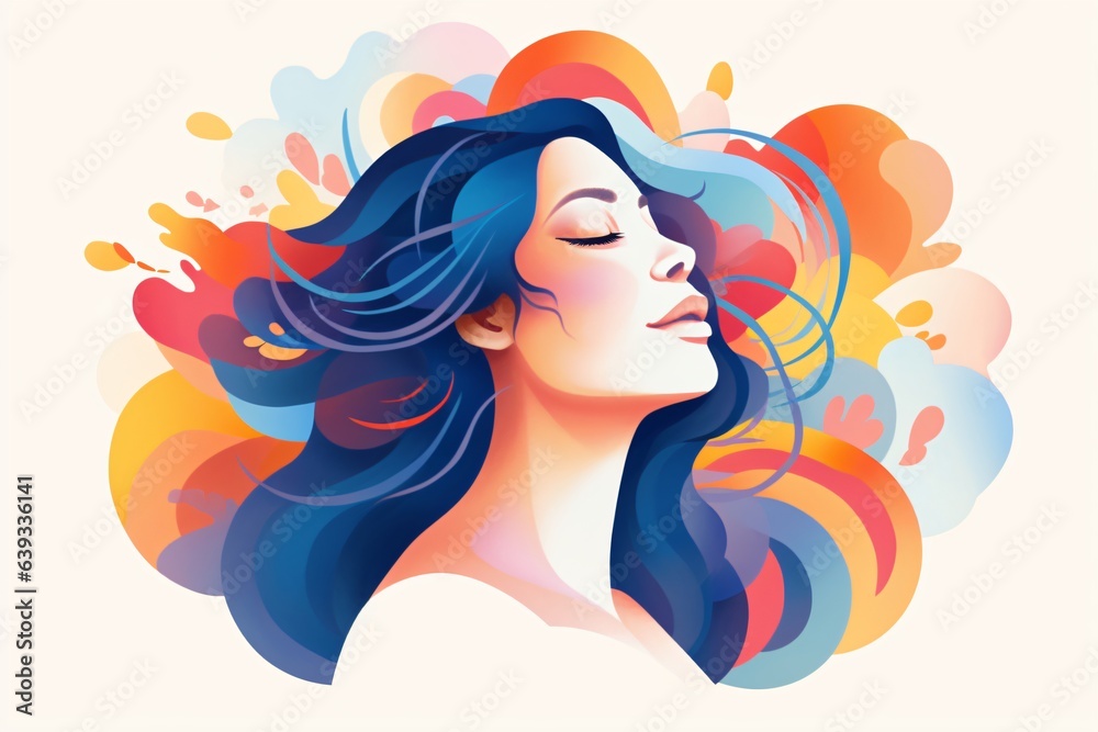 Illustration of a woman going through stress, anxiety and worries Illustration of a woman going through stress, anxiety and worries