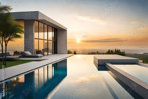 luxury house with swimming pool  generated by AI © AB malik