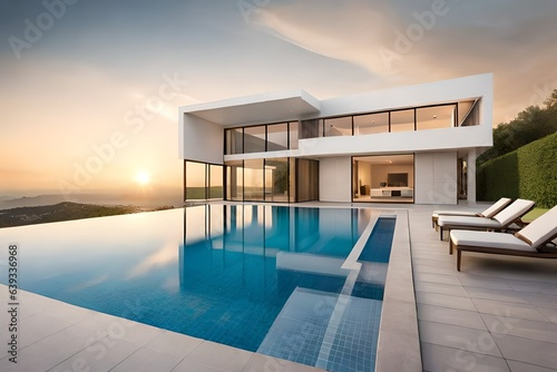 luxury house with swimming pool  generated by AI © sdk
