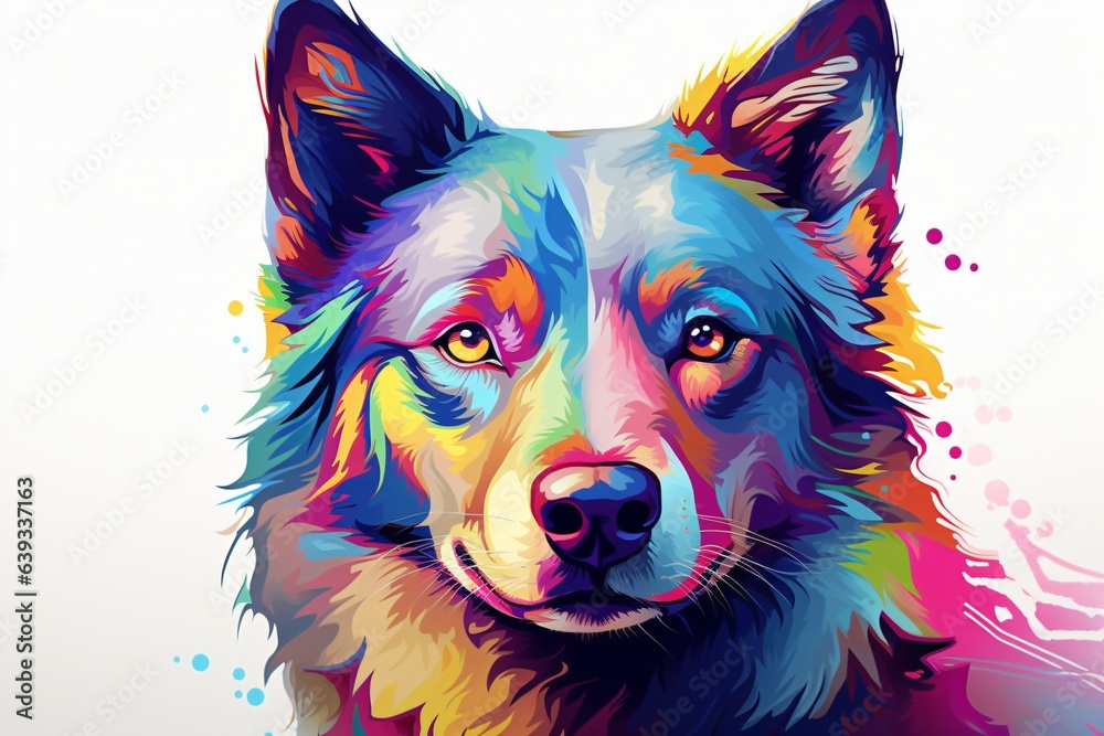 A colorful graphic illustration of a dog on a white background A colorful graphic illustration of a dog on a white background