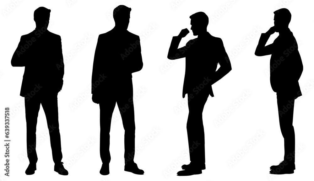 Silhouette of a man in a business suit standing. isolated on white background. eps 10