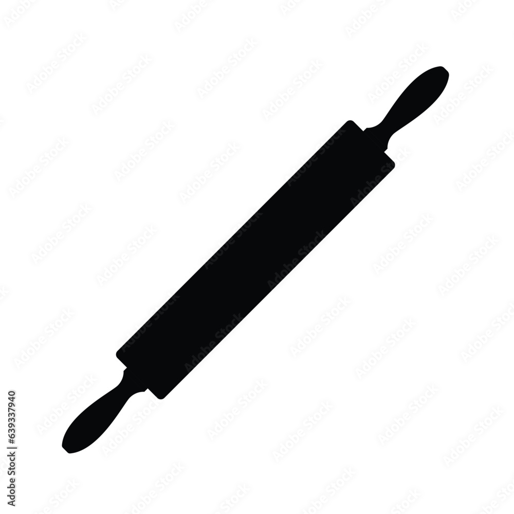Rolling Pin Silhouette. Black and White Icon Design Elements on Isolated White Background Rolling Pin Silhouette. Black and White Icon Design Elements on Isolated White Background