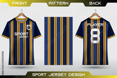 Sports jersey design. t-shirt soccer jersey for football, racing, gaming, cycling. fabric with front view and back view