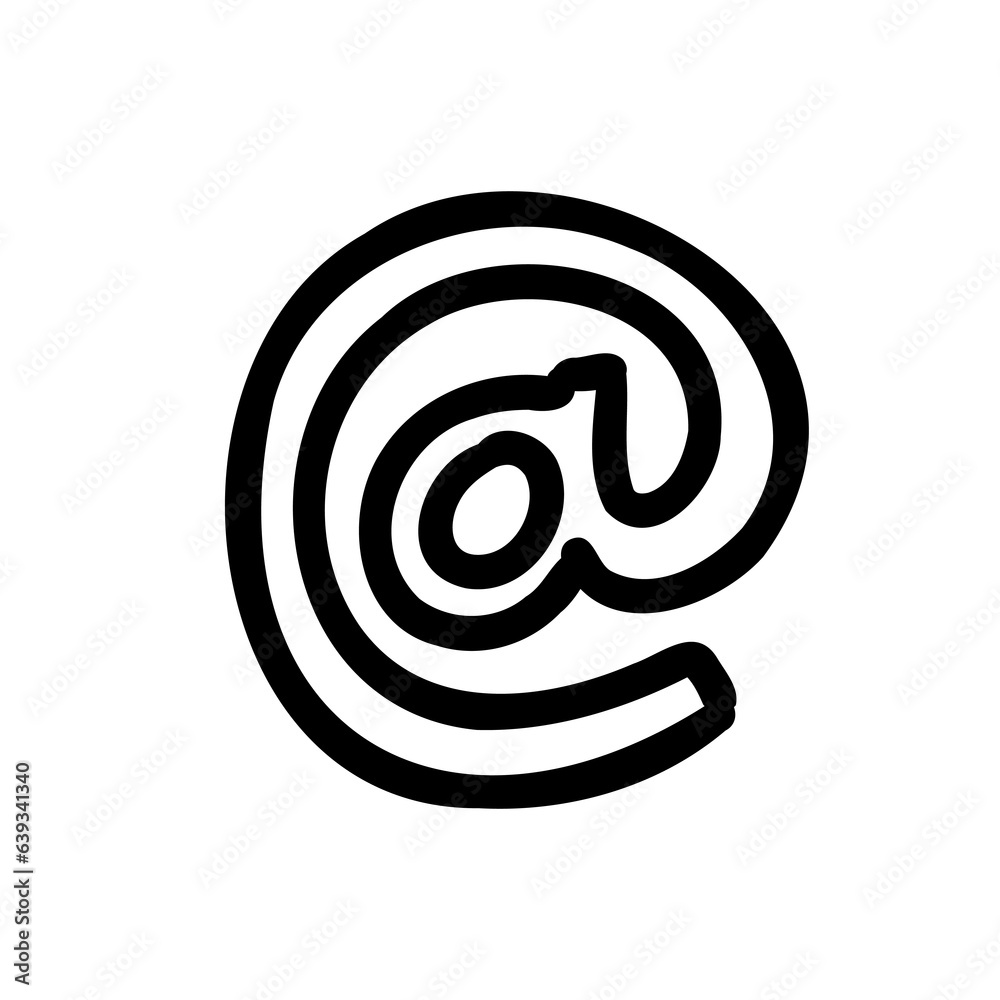 Symbol At outline font in outline bubble style isolated on white background. For typography, font, lettering, logo, alphabet, education, abc, branding, presentation, signboard. Symbol At outline font in outline bubble style isolated on white background. For typography, font, lettering, logo, alphabet, education, abc, branding, presentation, signboard.