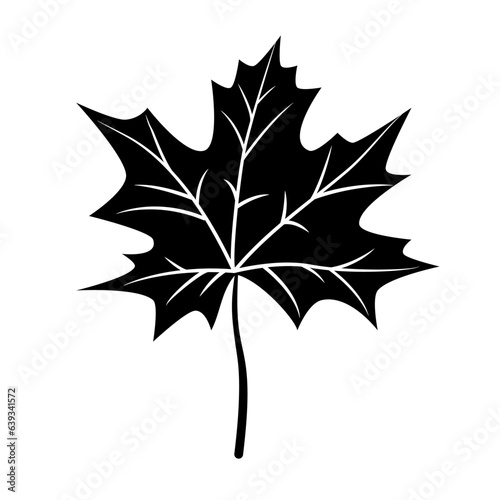 Maple leaf silhouette isolated cutout black and white monochrome vector clipart illustration. Autumn leaves design element. Nature pictogram, logo or icon. Tree foliage simple cartoon doodle.