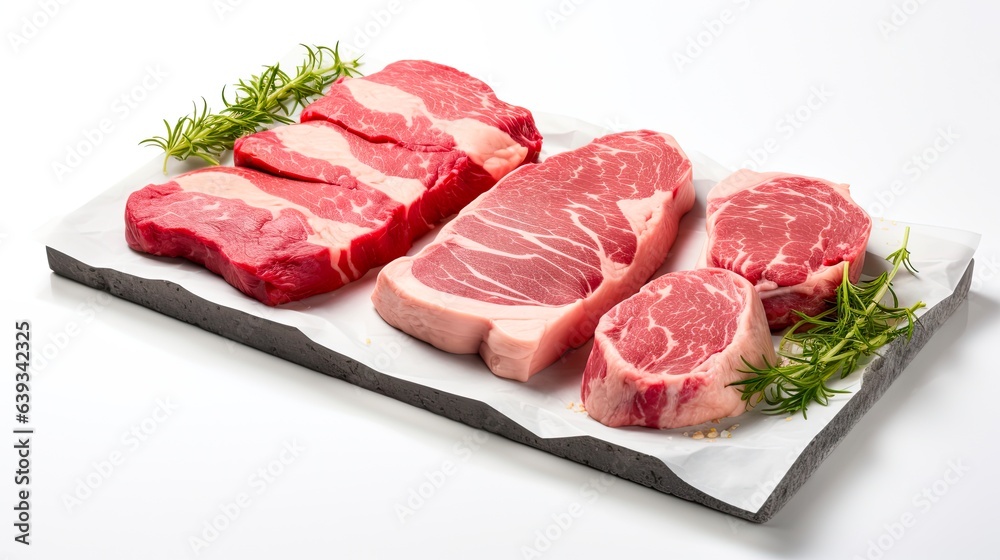 Delicious Small Steaks on White Meat Tray: Perfect for Beef Lovers Delicious Small Steaks on White Meat Tray: Perfect for Beef Lovers
