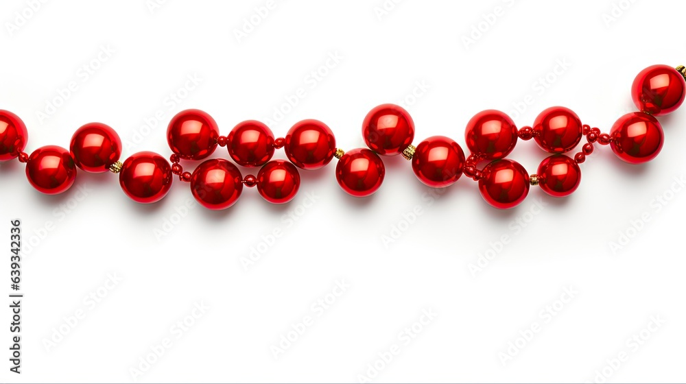 Red Christmas Bead Garland: Festive Isolated Decoration for the Holidays Red Christmas Bead Garland: Festive Isolated Decoration for the Holidays