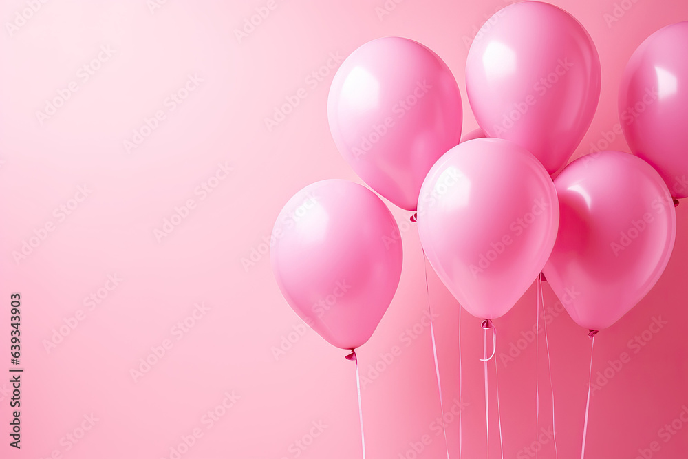 A bunch of pink balloons floating in the air created with Generative AI technology