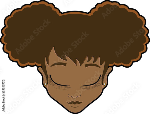 Afro American young  girl with ponytail hairstyle