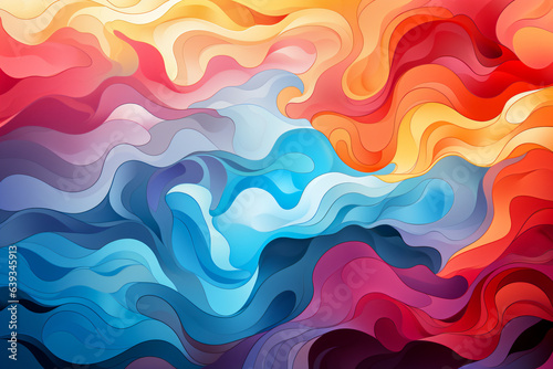 Vector style art of colorful swirling watercolor pattern.