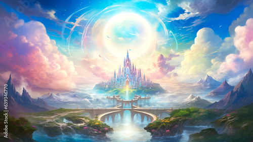 Obraz na płótnie Legends' Citadel: Mythical Castle in Majestic Splendor